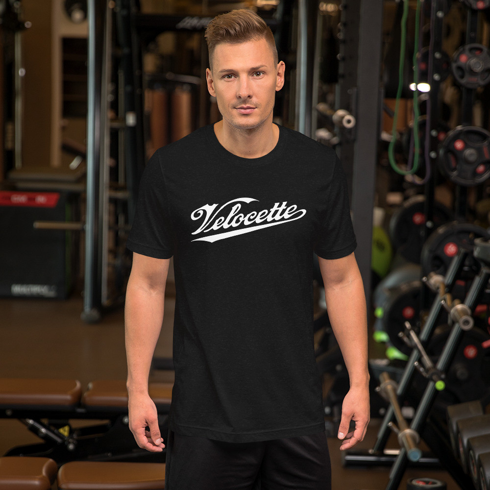 Vintage Velocette motorbike white letters Short-Sleeve Unisex T-Shirt