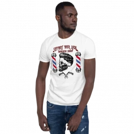 Camiseta Manga Corta Blanca Support Your Local Barber Shop
