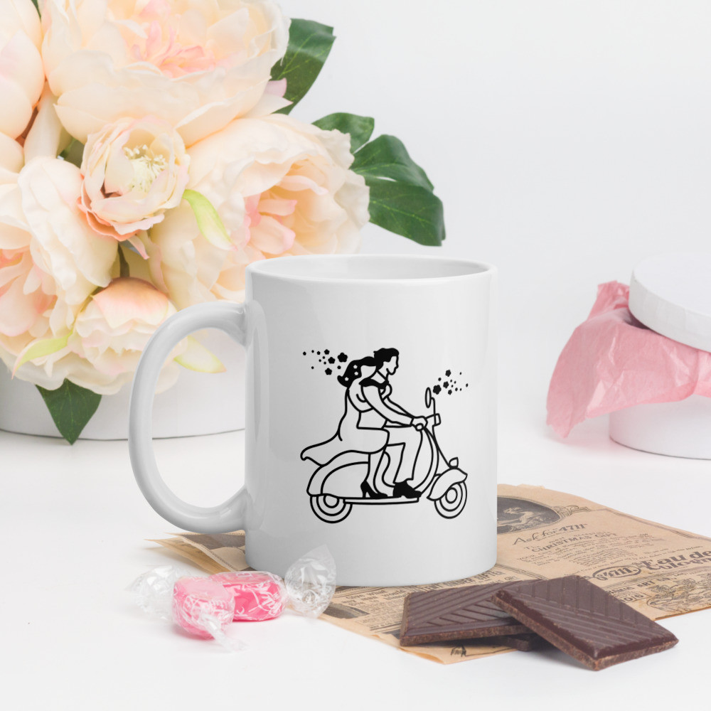 White glossy mug