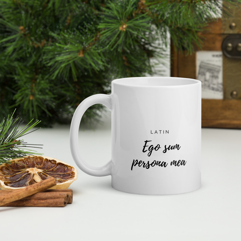White glossy mug: Expressions Collection - Latin