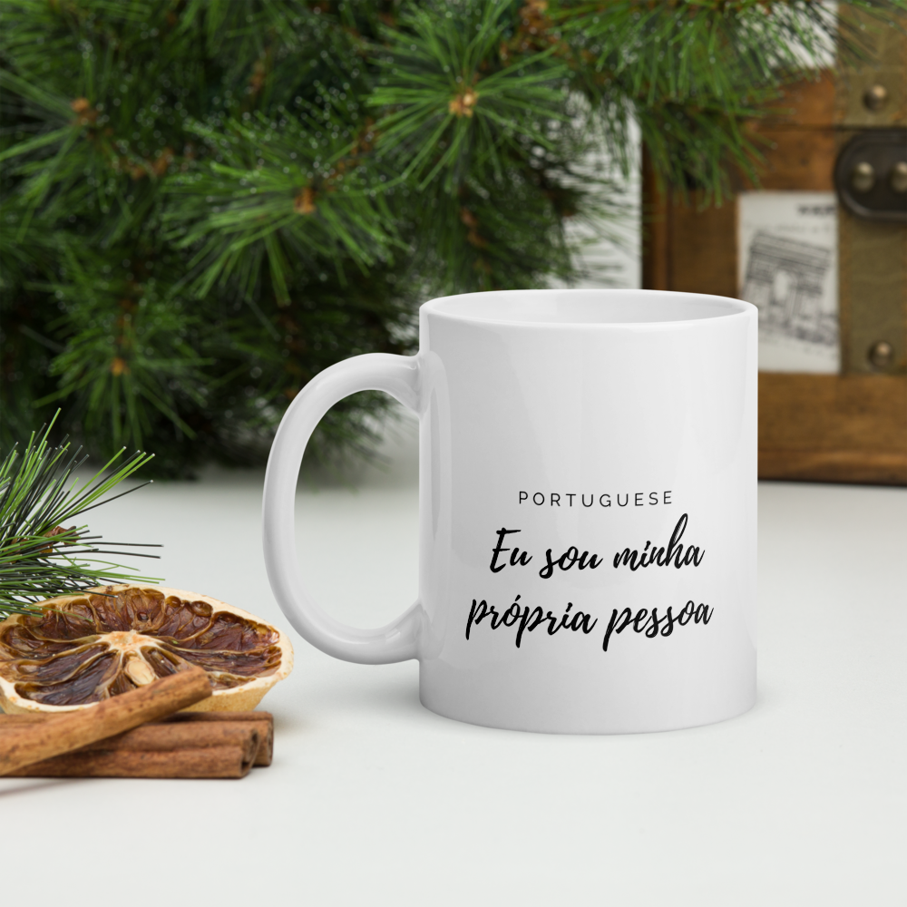 White glossy mug: Expressions Collection - Portuguese