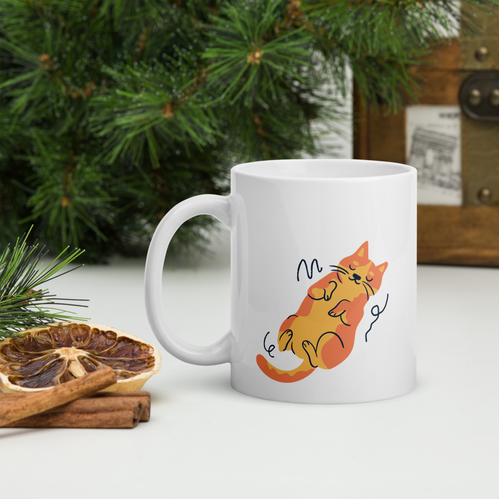 White glossy mug: Cat Love