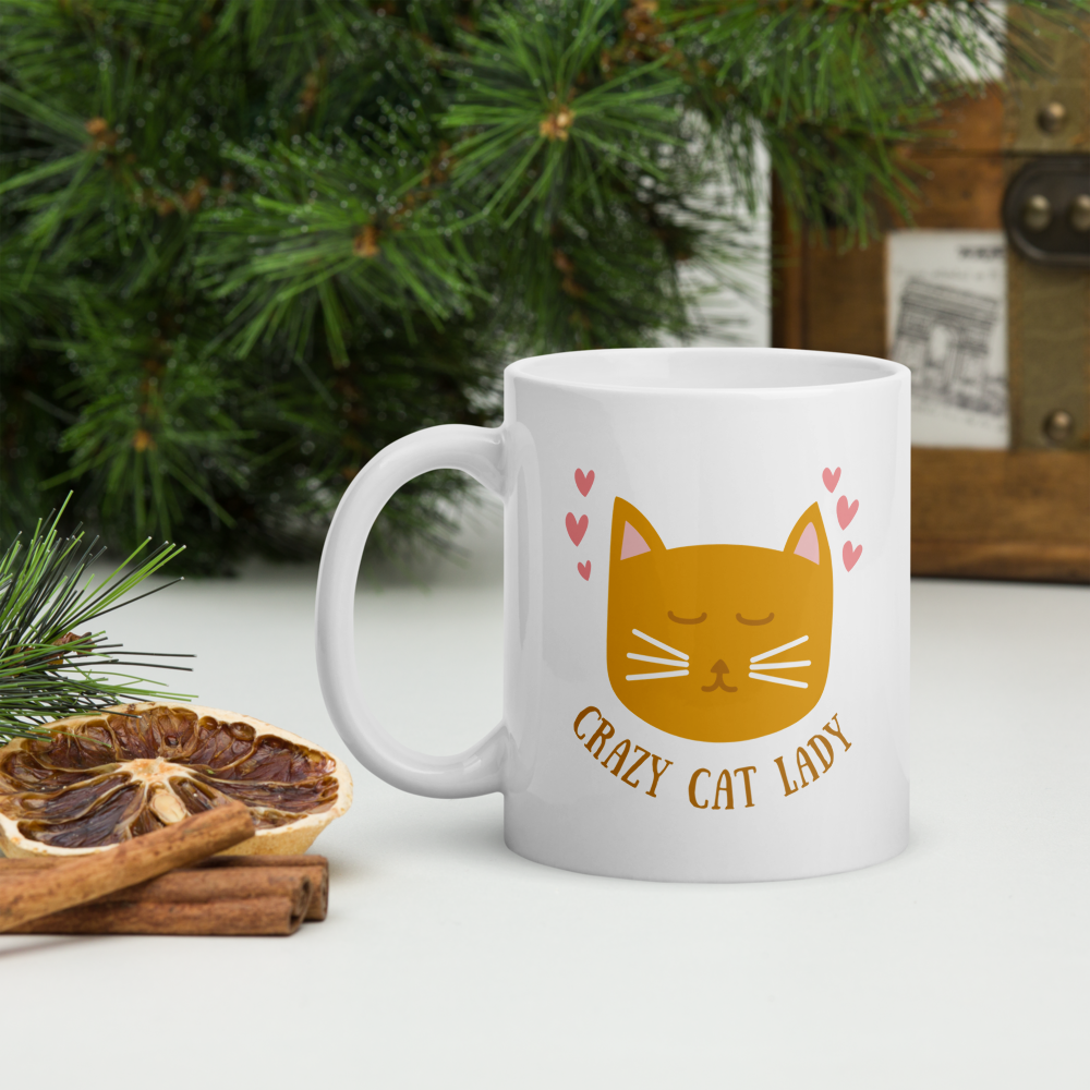 White glossy mug: Crazy Cat Lady