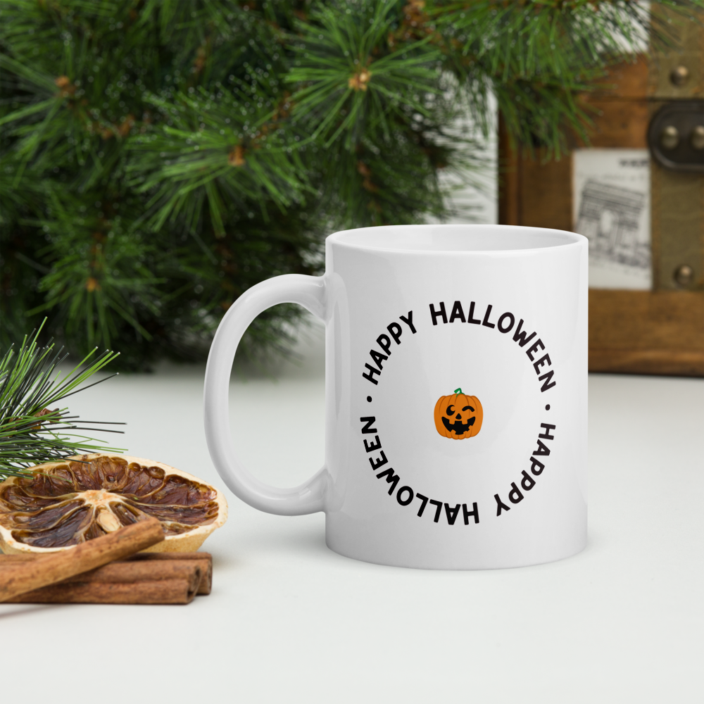White glossy mug: Happy Halloween