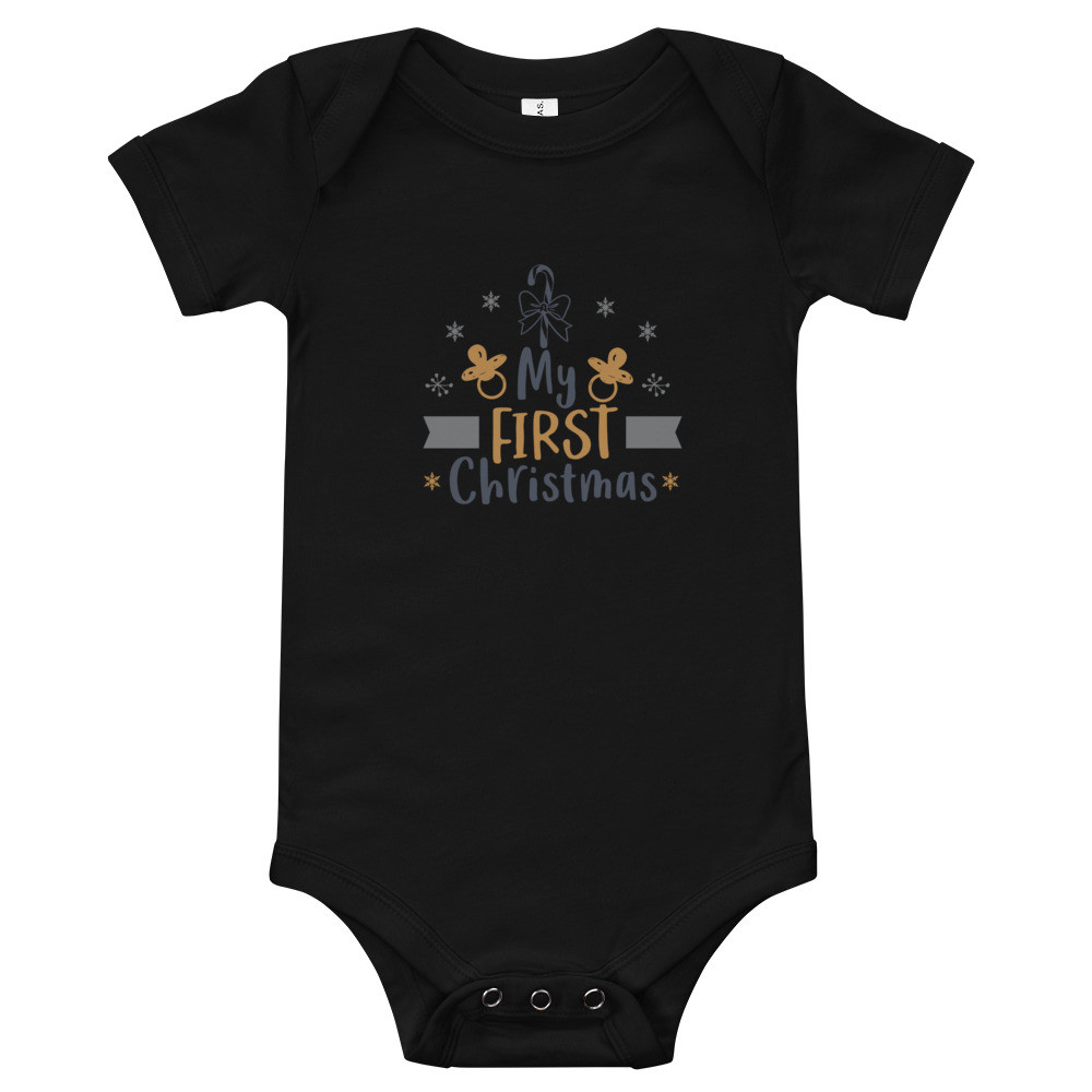 Baby short sleeve one piece: My first Christmas