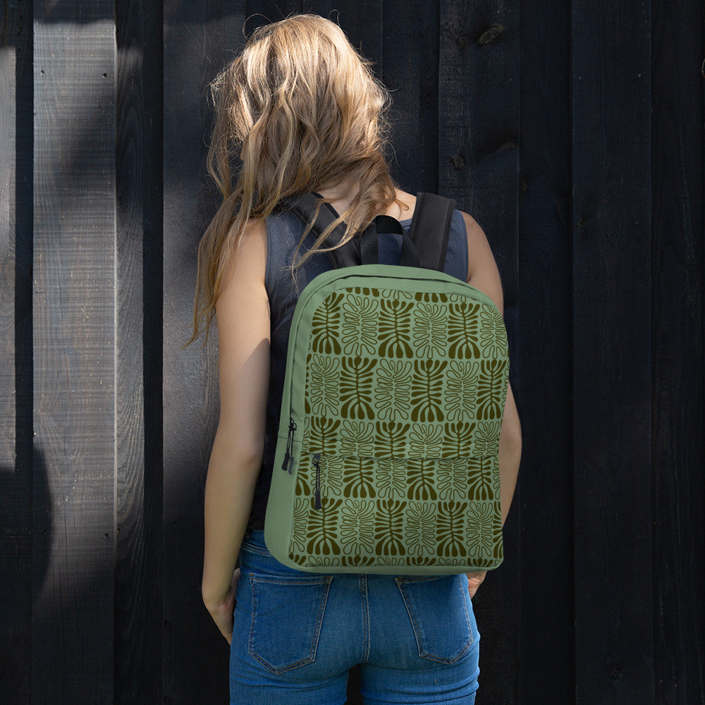 Backpack: Abstract Leaves Green