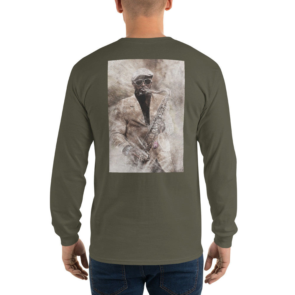 Men’s Long Sleeve Shirt: Sax Man