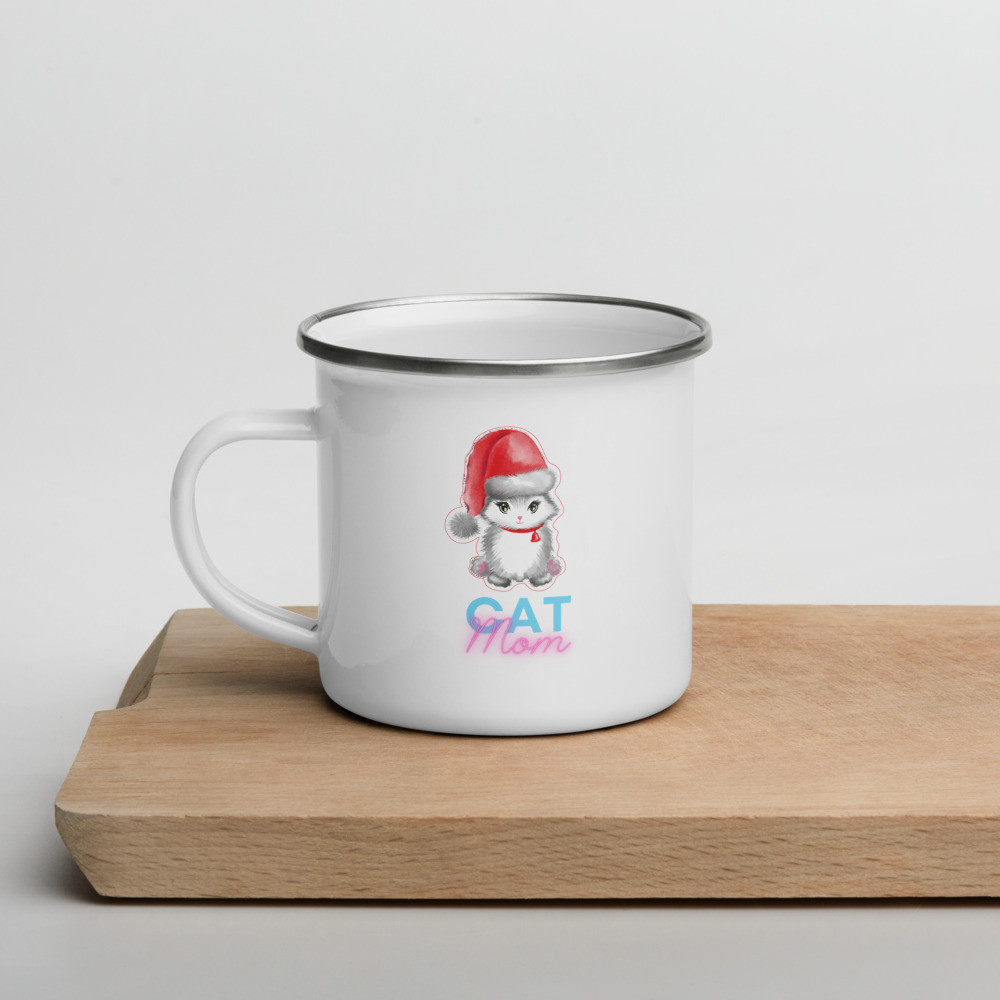 Enamel Mug: Cat Mom