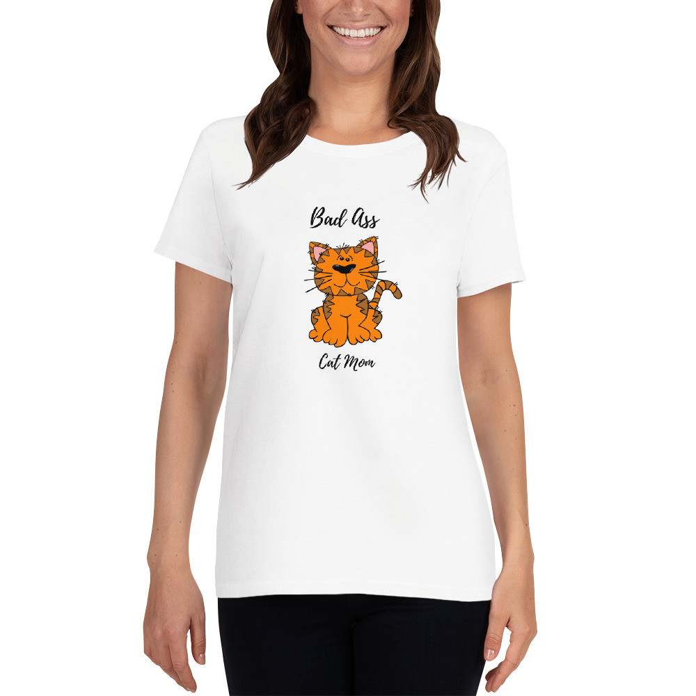 Women's short sleeve t-shirt: Bad Ass Cat Mom