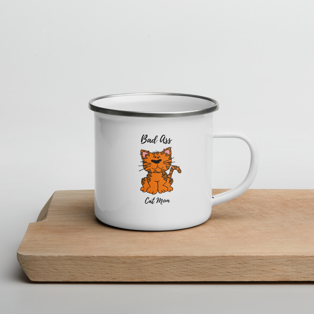 Enamel Mug: Bad Ass Cat Mom