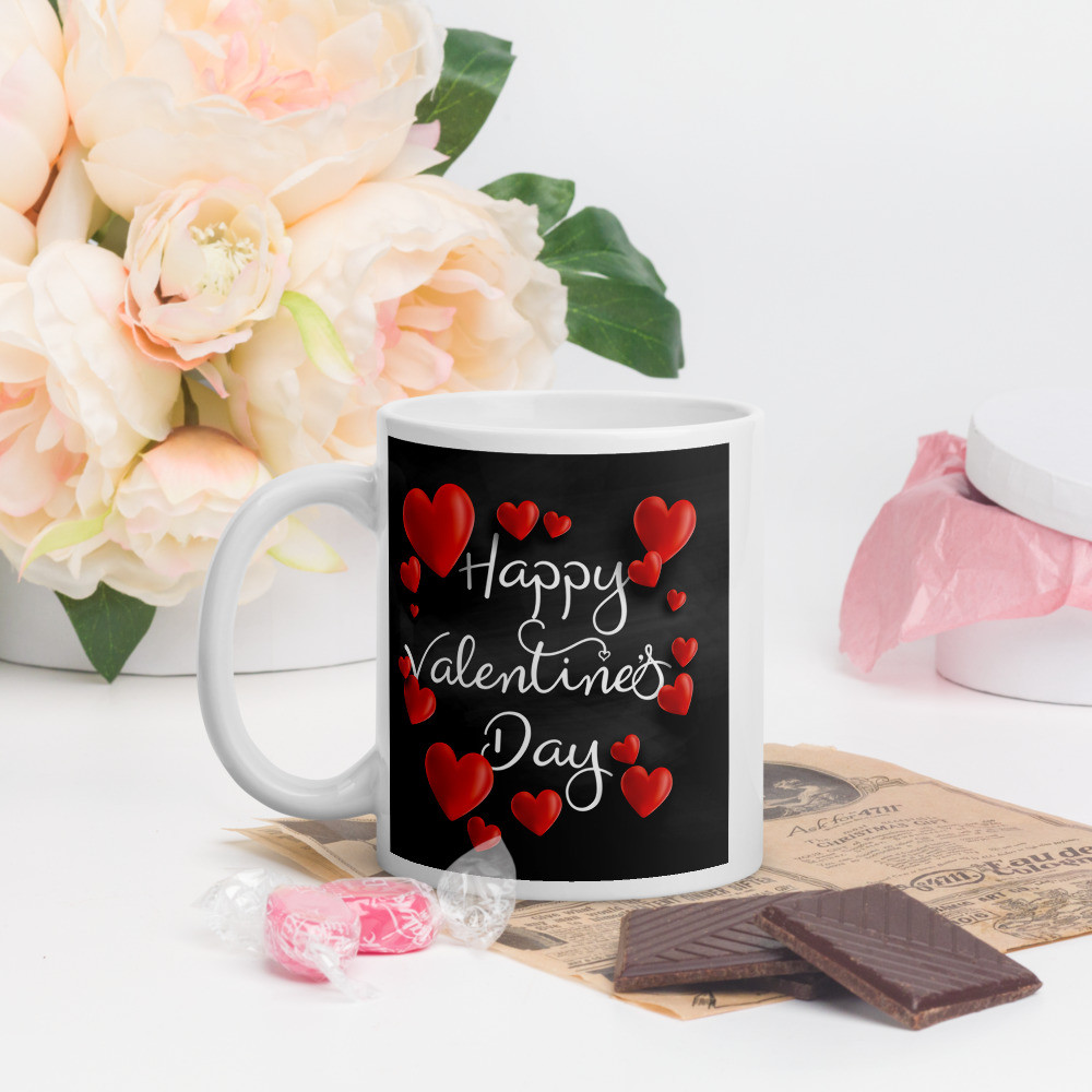 White glossy mug: Happy Valentines Day