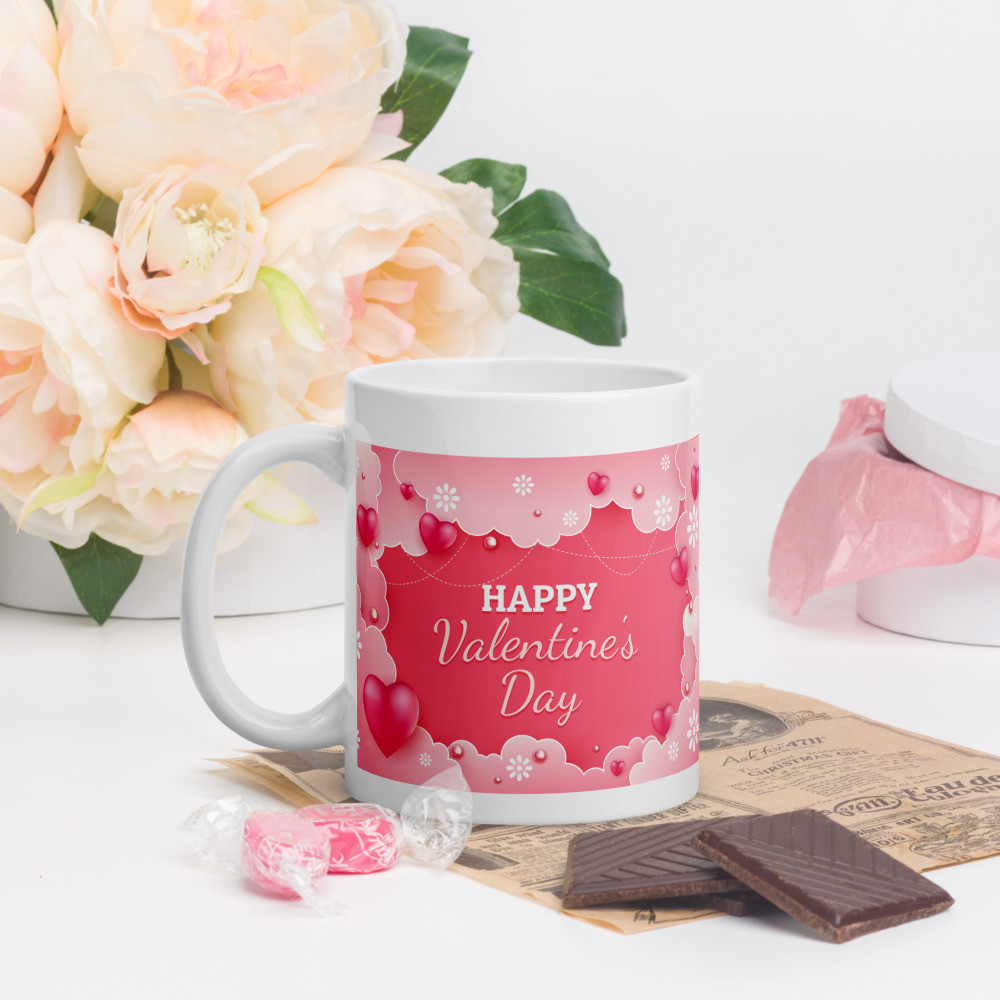 White glossy mug: Happy Valentines Day