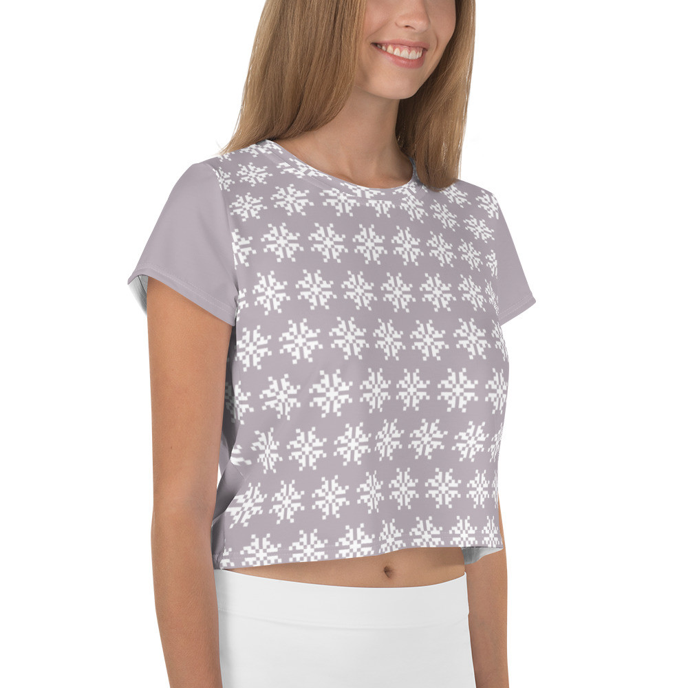 All-Over Print Crop Tee: Snowflakes