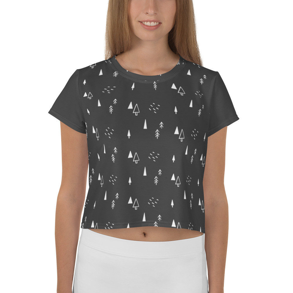 All-Over Print Crop Tee: Festive Trees