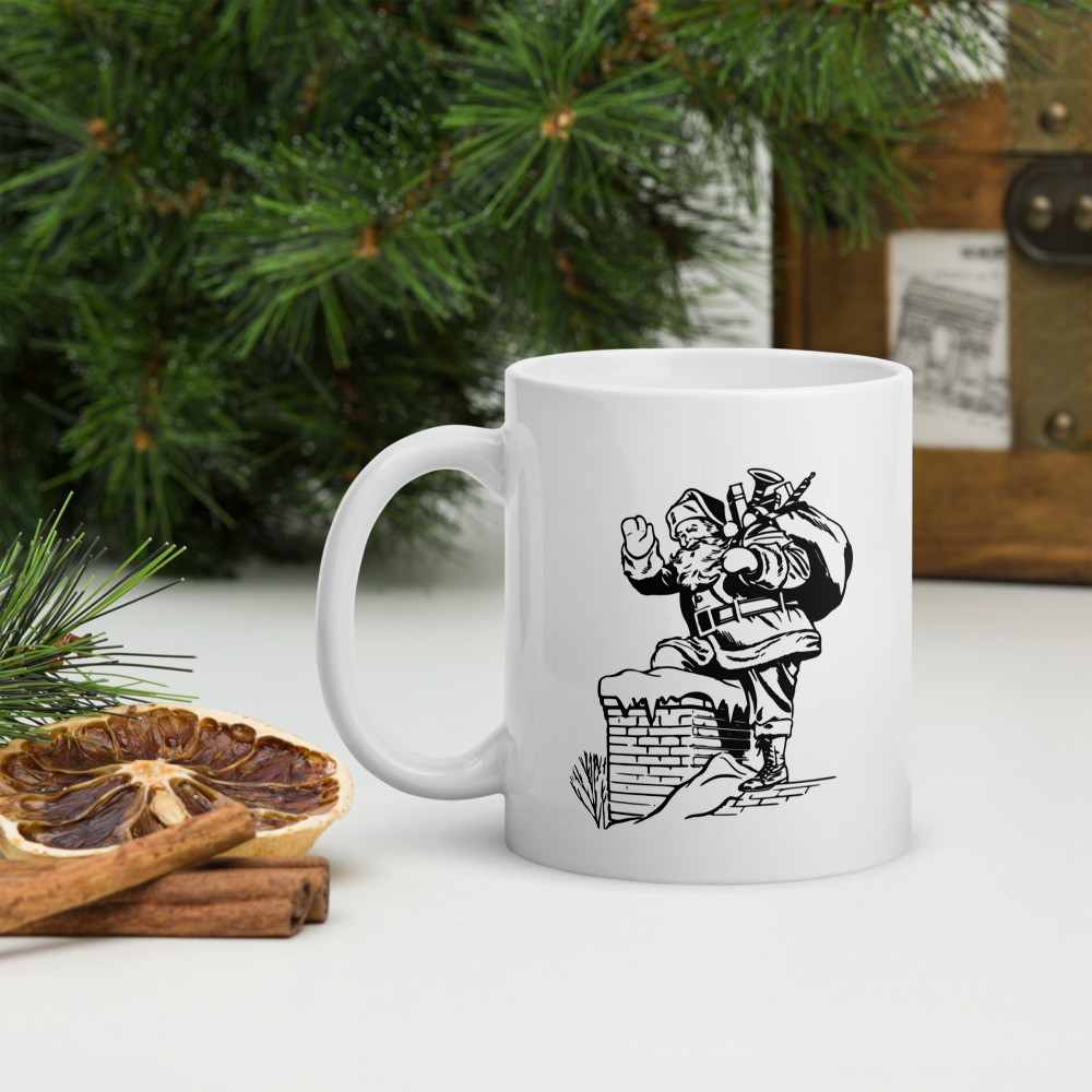 White glossy mug: Hello Santa