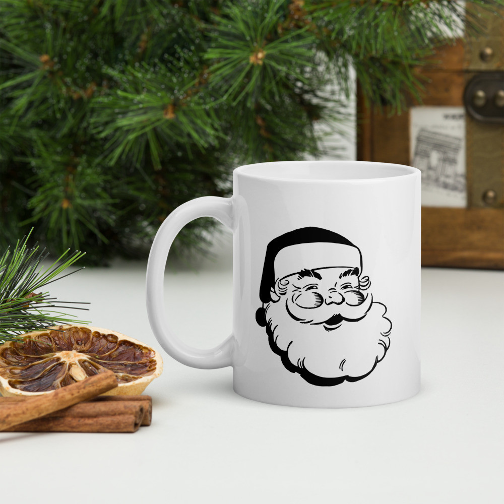 White glossy mug: Santa Smiles