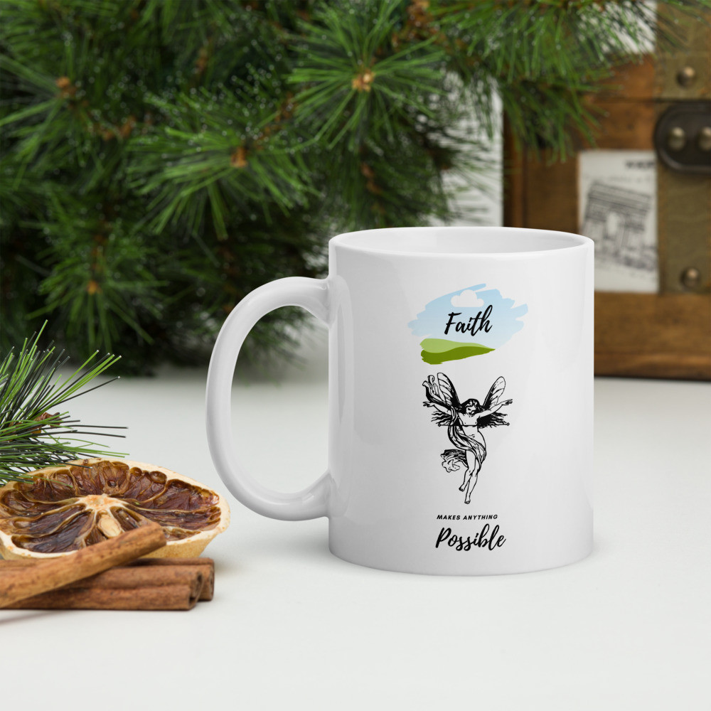 White glossy mug: Faith Makes