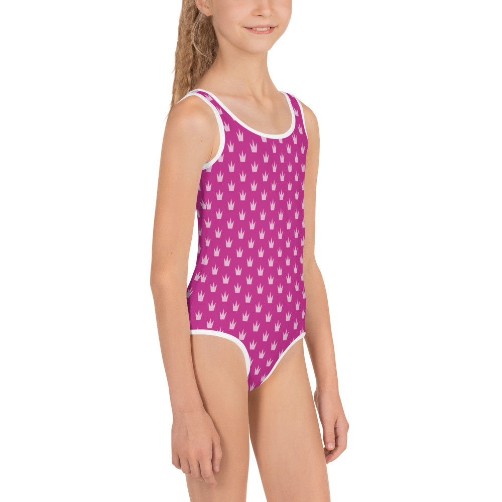 All-Over Print Kids Swimsuit: Pointy Crowns