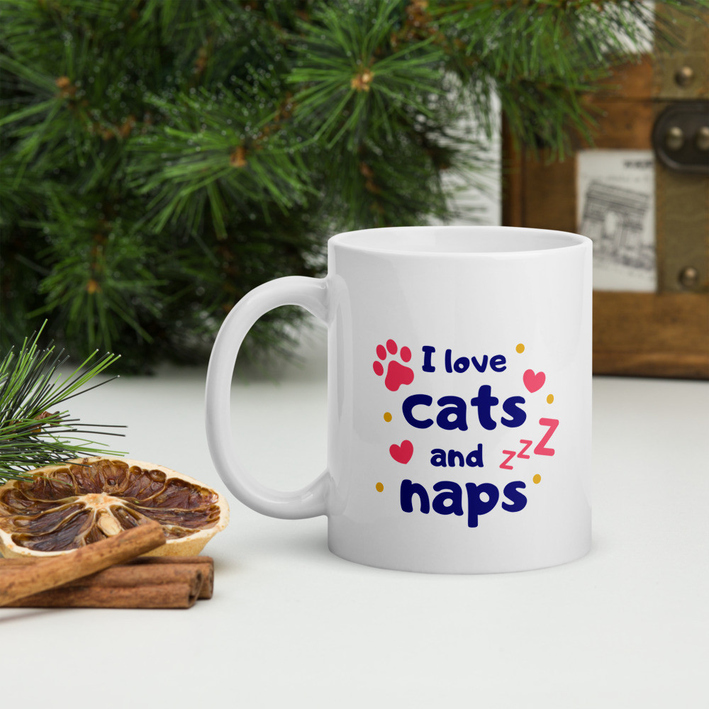 White glossy mug: I Love Cats