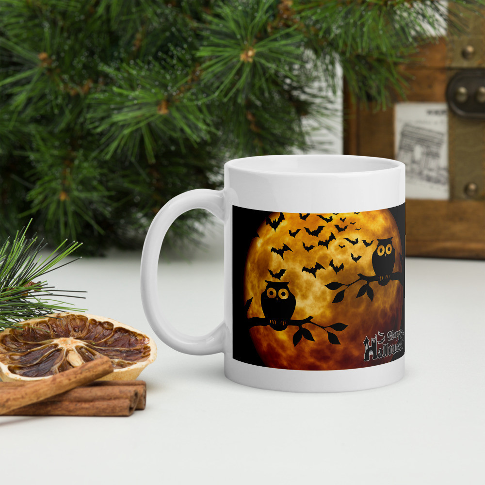 White glossy mug: Happy Halloween