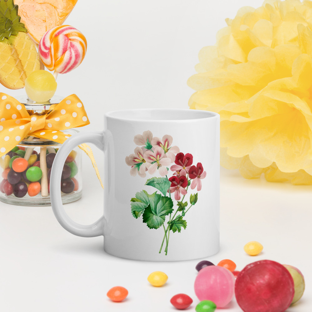 White glossy mug: Nature's Flowers