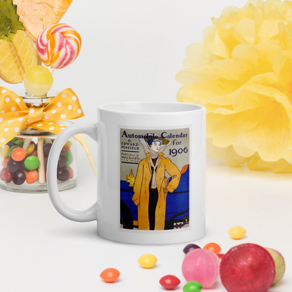 White glossy mug: Automobile Calendar