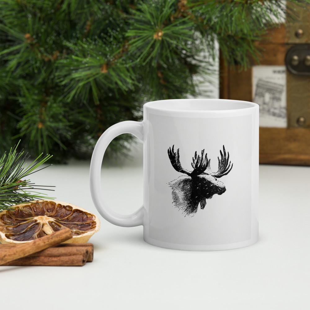 White glossy mug: Moose