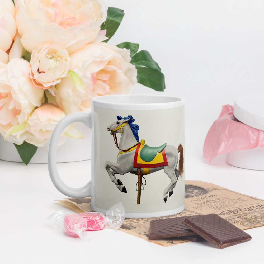 White glossy mug: Carnival Horse