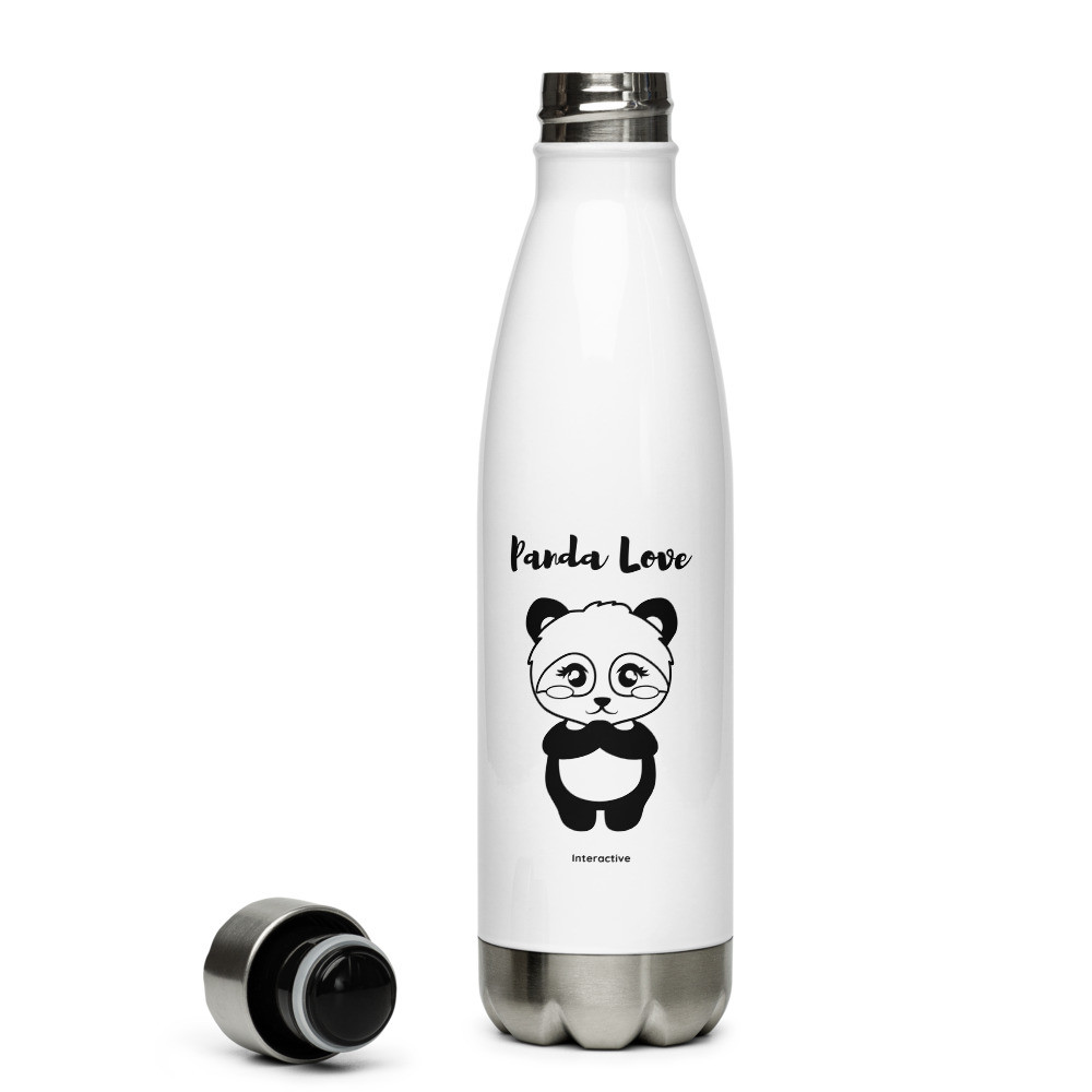 Stainless Steel Water Bottle: Panda Love Black