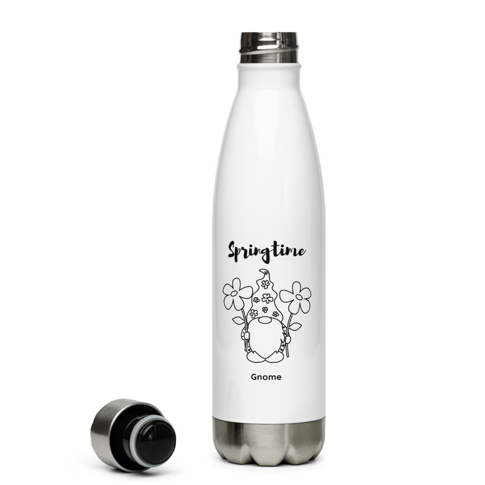 Stainless Steel Water Bottle: Springtime Gnome