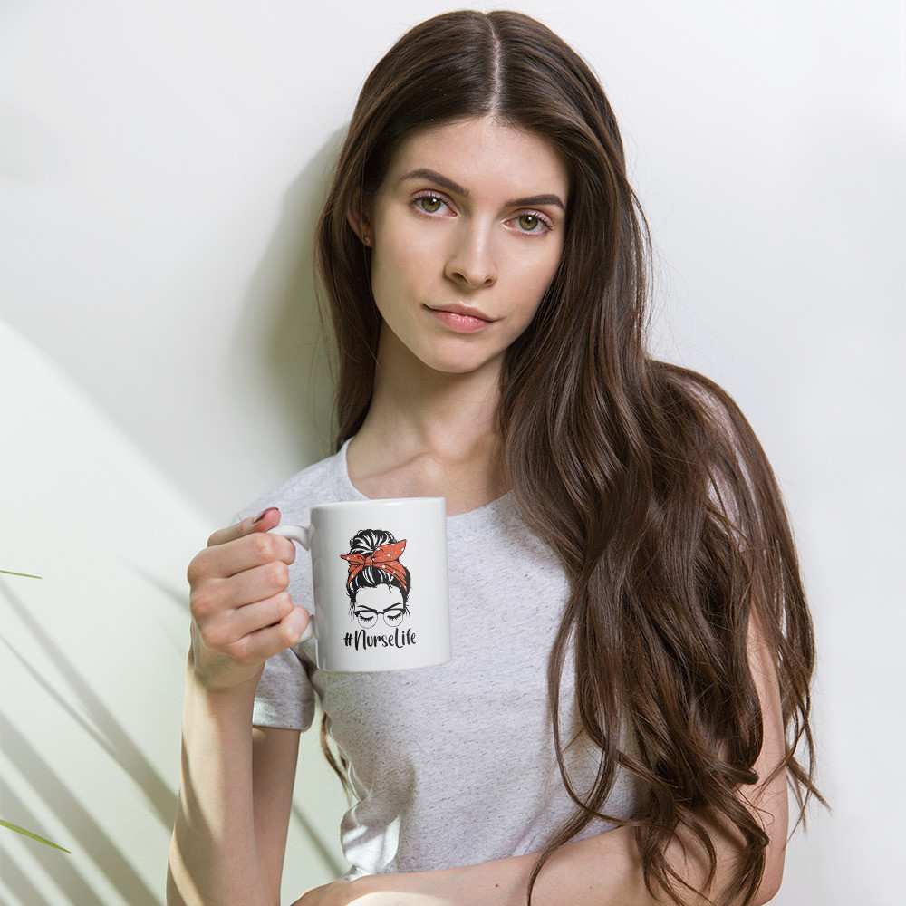 White glossy mug: #Nurse Life