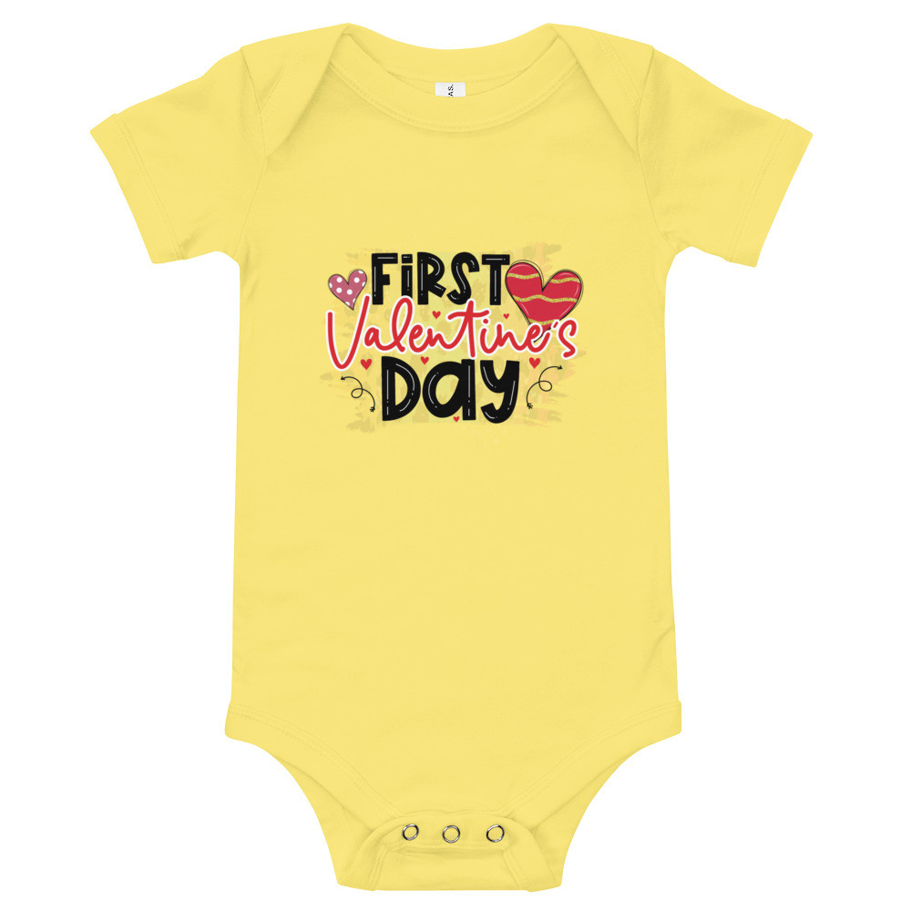 Baby short sleeve one piece: First Valentine's Day