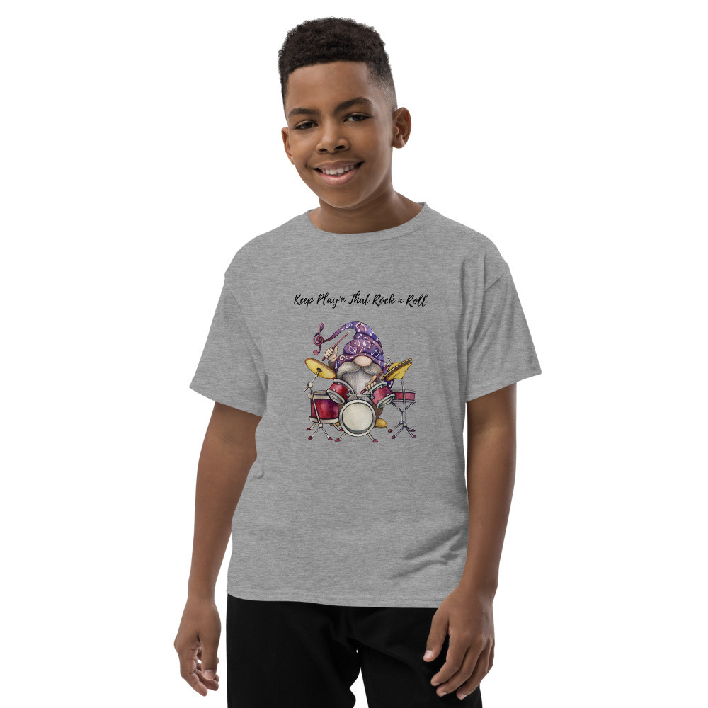 Youth Short Sleeve T-Shirt: Keep Play'n That Rock n Roll - Black
