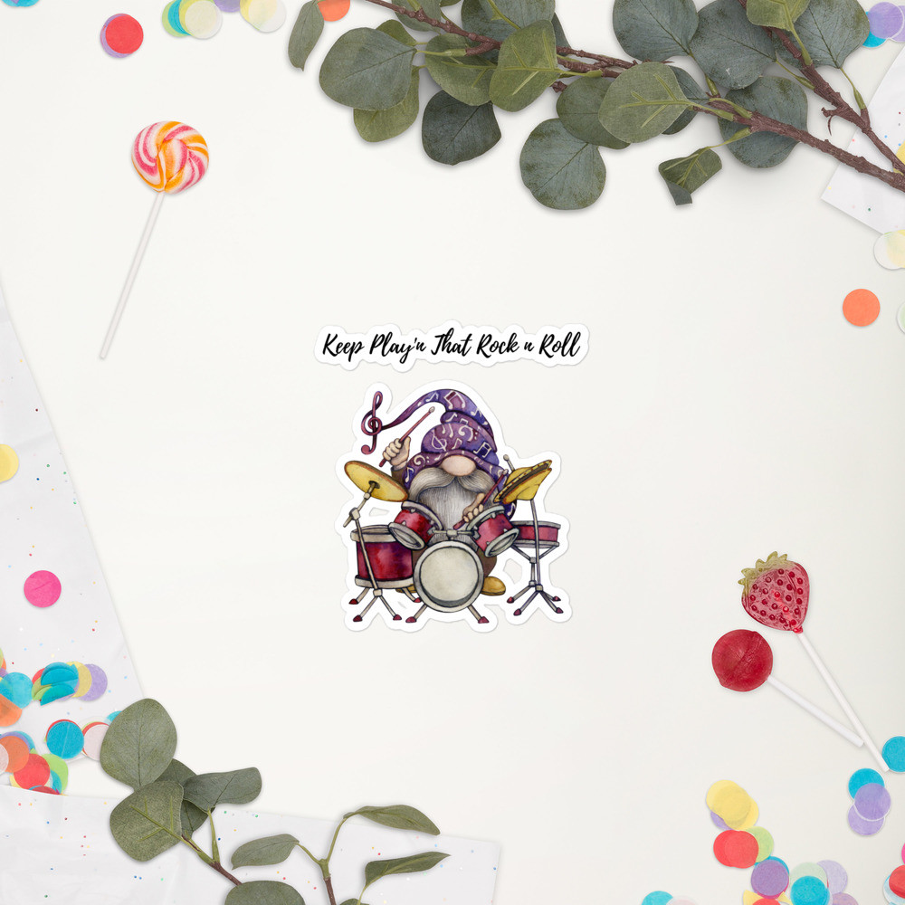 Bubble-free stickers: Keep Play'n That Rock n Roll - Black