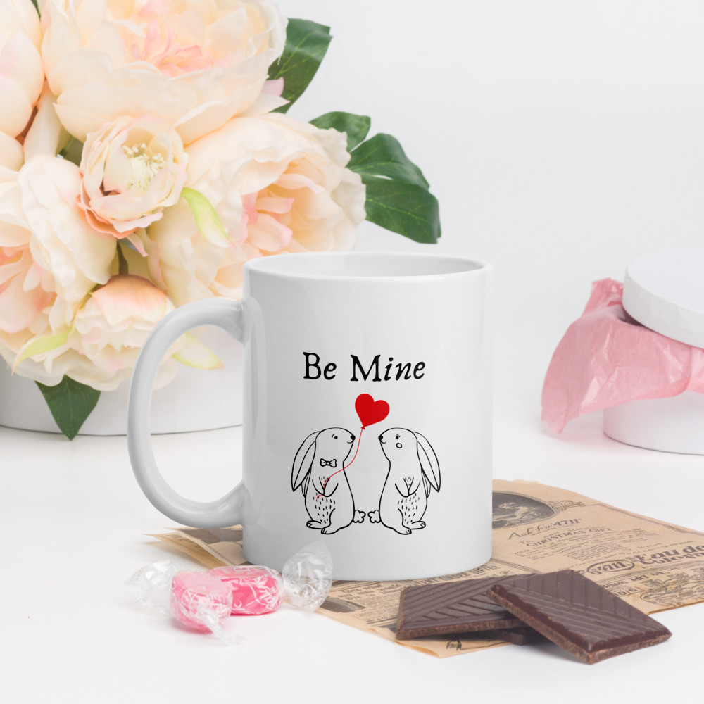 White glossy mug: Be Mine