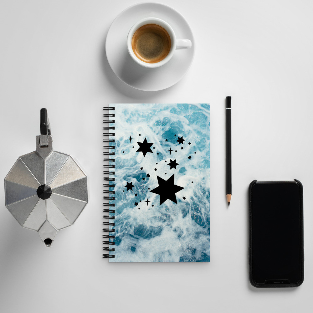 Spiral notebook: Ocean Waves & Stars