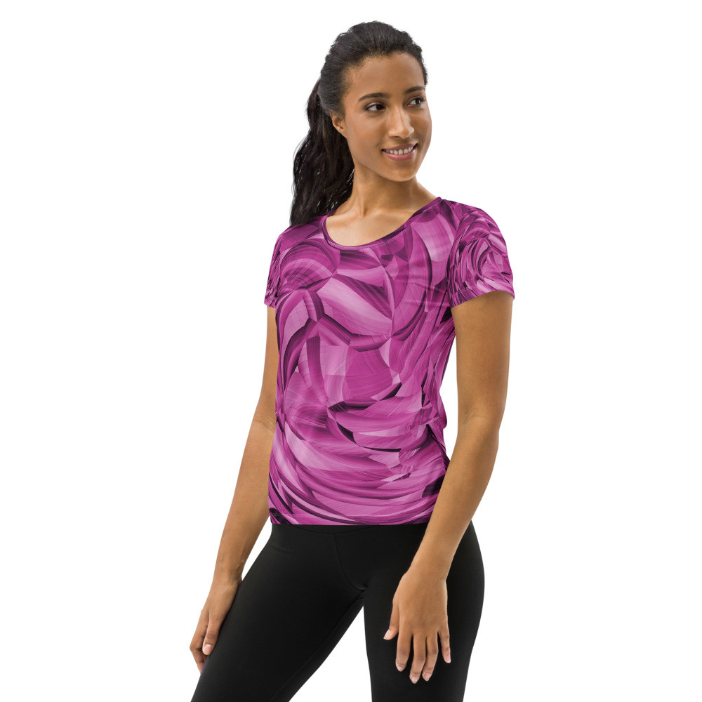 All-Over Print Women's Athletic T-shirt: Purple Swirl