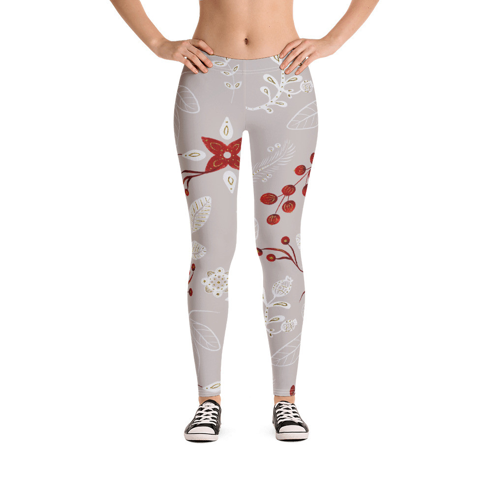 Leggings: Grey Flowers