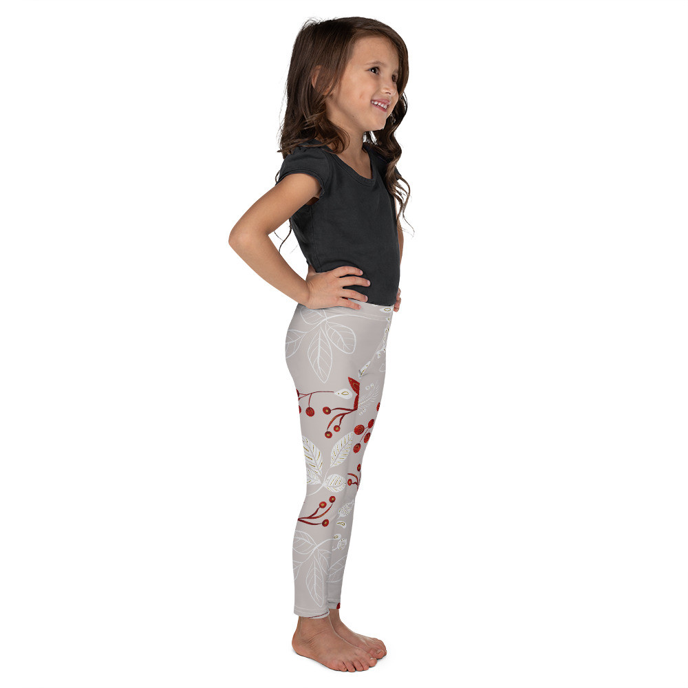 Kid's Leggings: Grey Flowers