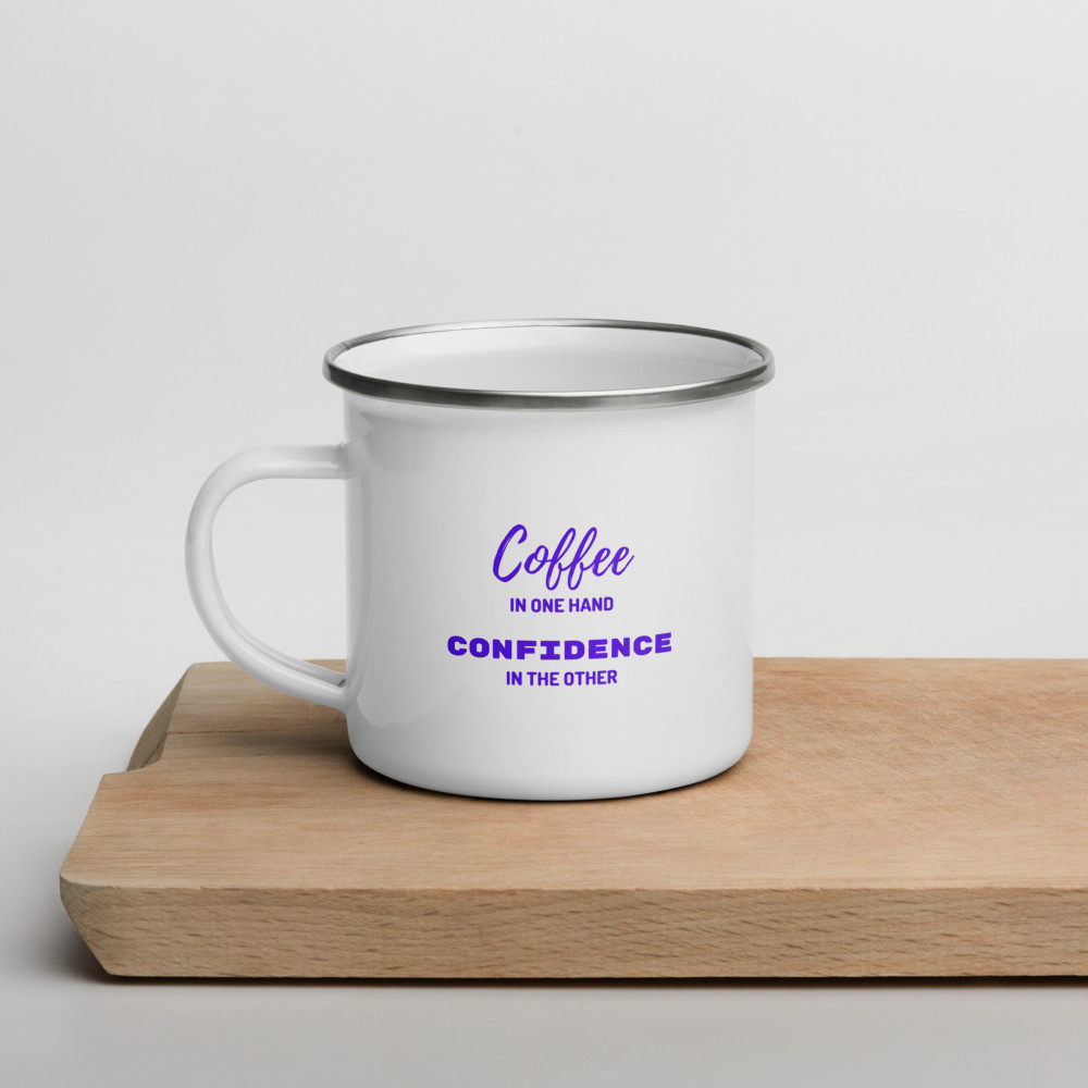 Enamel Mug: coffee in One Hand