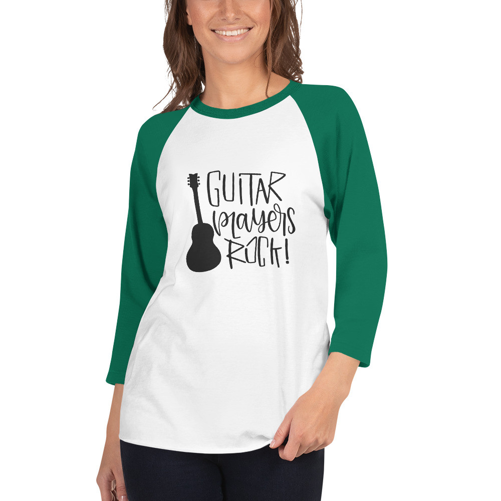 3/4 sleeve raglan shirt: Guitar Players Rock