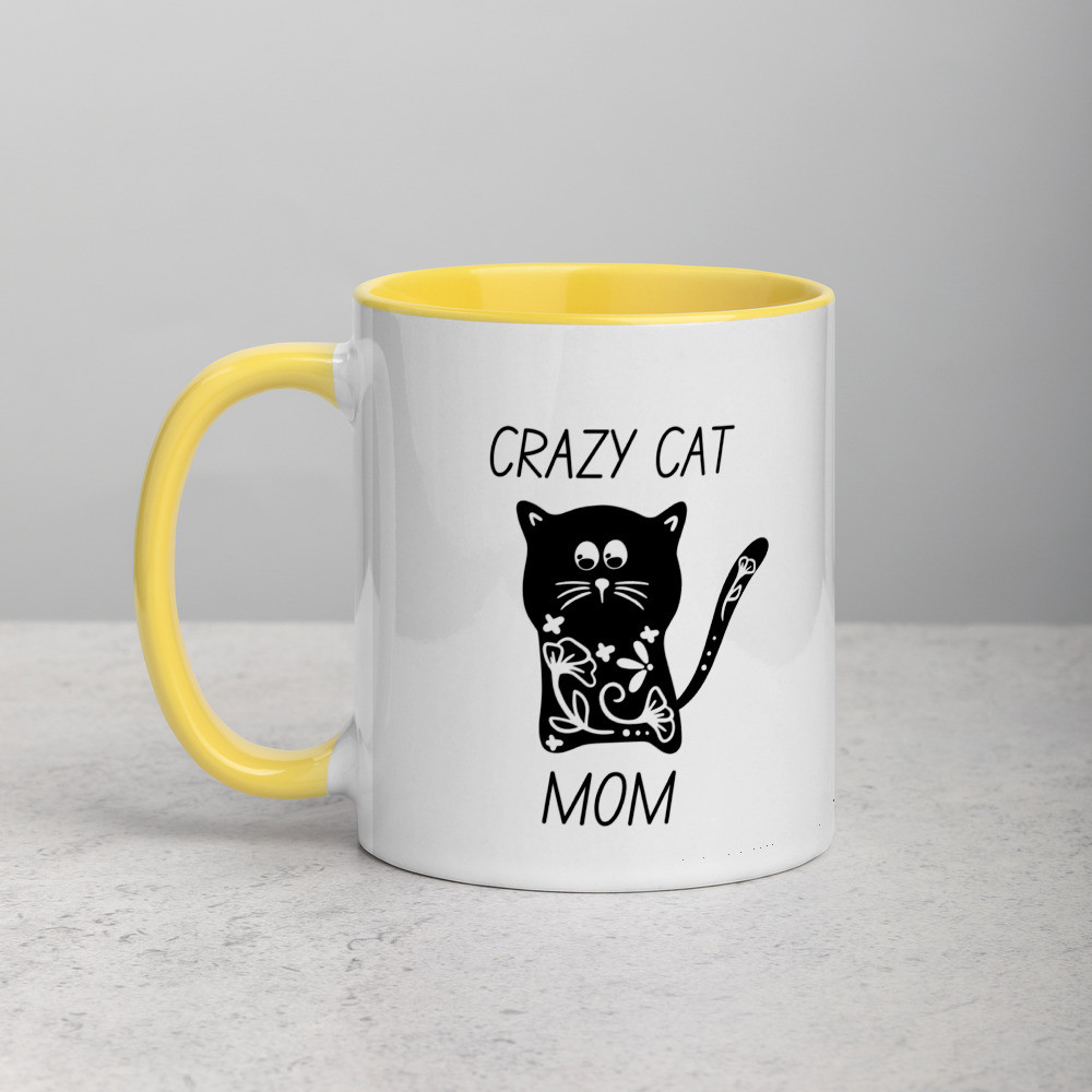 Mug with Color Inside: Crazy Cat Mom