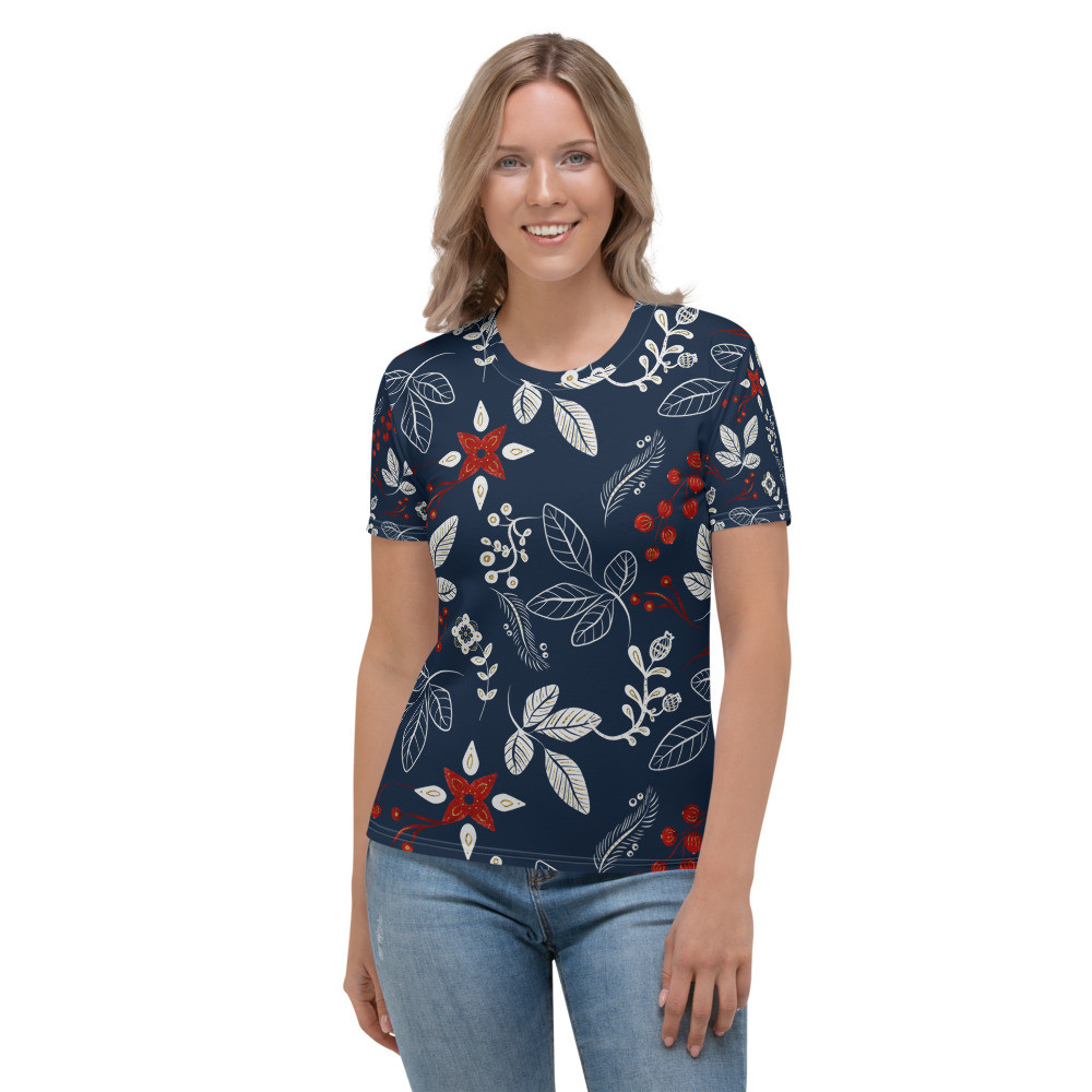 Women's T-shirt: Blue Leaves