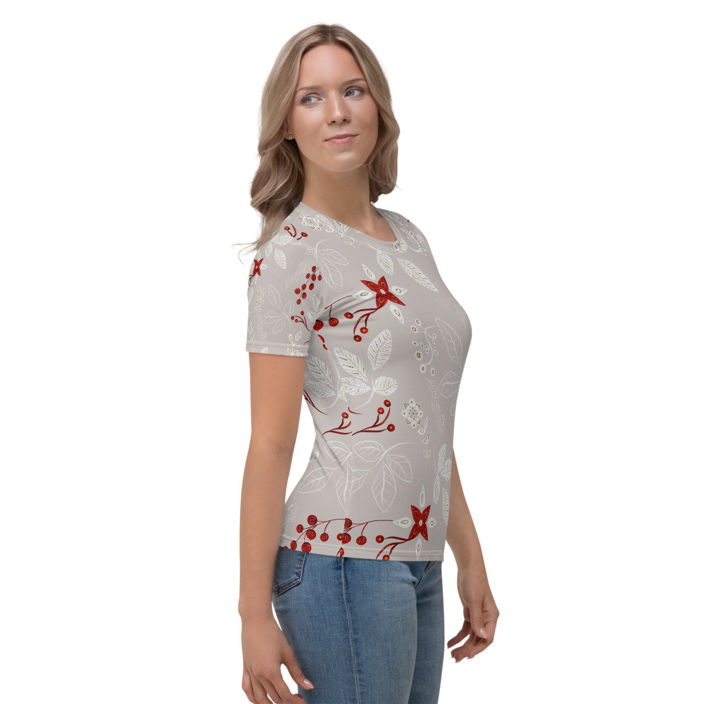 Women's T-shirt: Grey Leaves