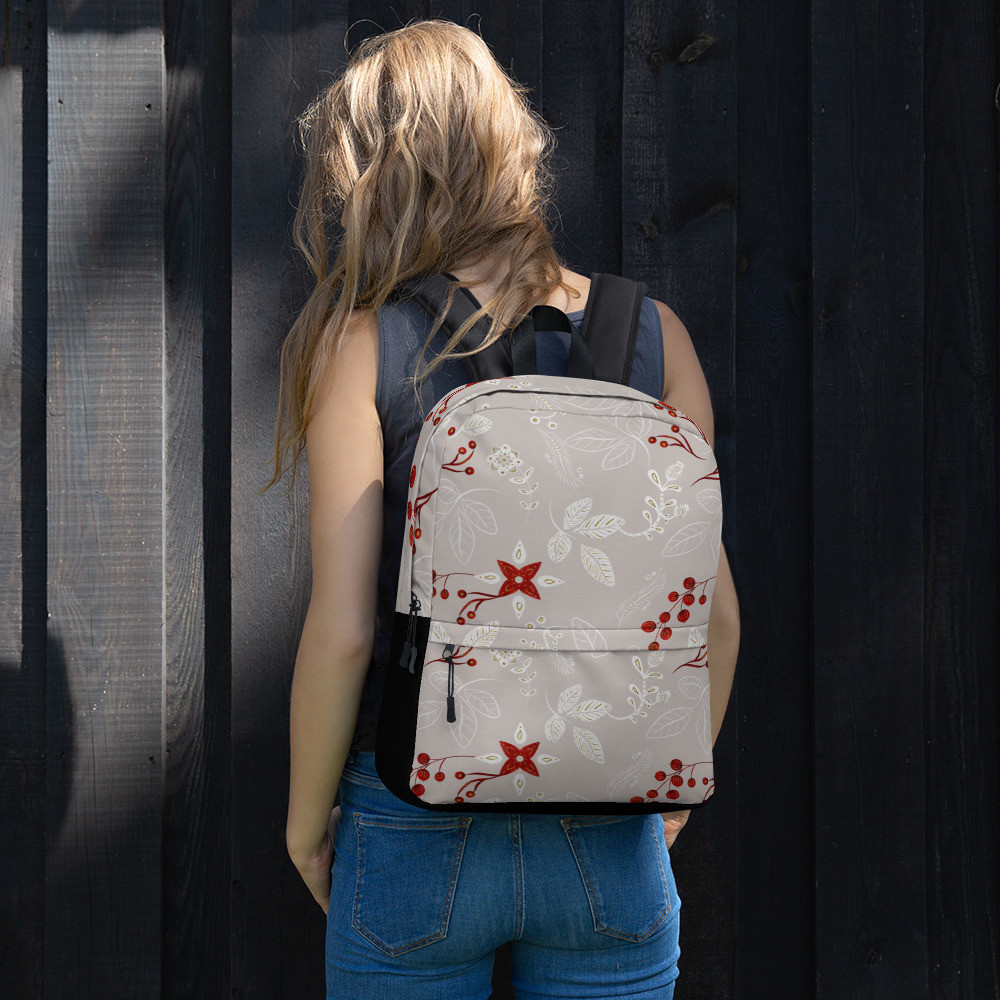 Backpack: Grey Leaves