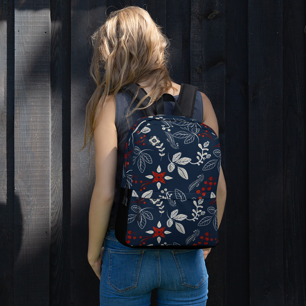 Backpack: Blue Leaves