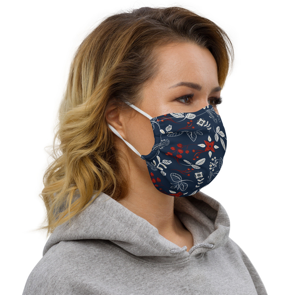 Premium face mask: Blue Leaves