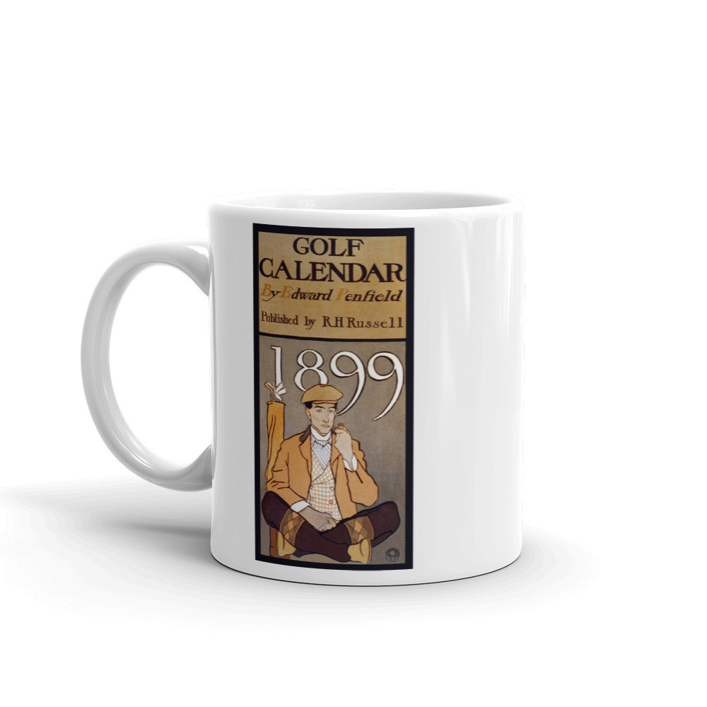 White glossy mug: Golf Calendar 1899