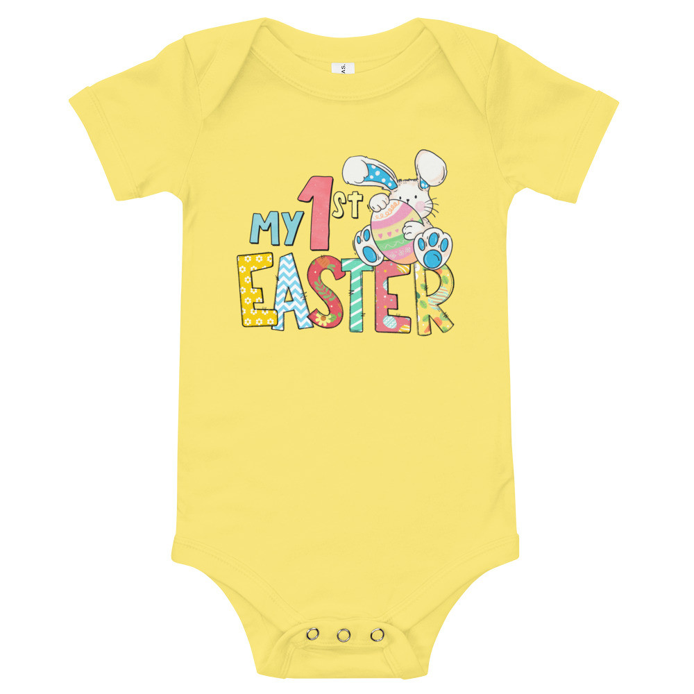 Baby short sleeve one piece: My 1st Easter