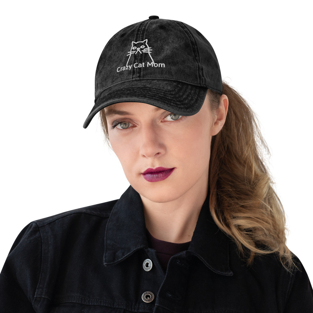 Vintage Cotton Twill Cap: Crazy Cat Mom